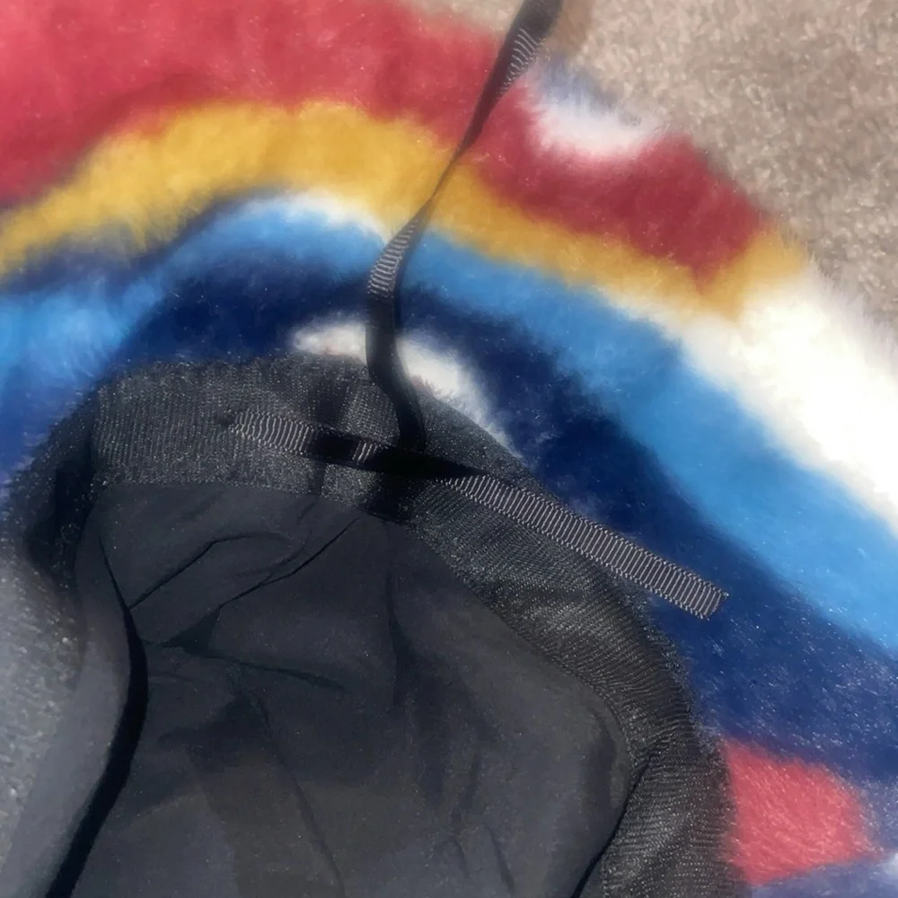 Y2k revival Fuzzy art bucket hat multi colored one sized microfiber